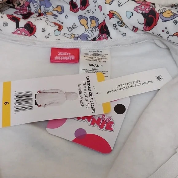 Disney Jr Girls Minnie Mouse Full Zip Hoodie Jacket - Picture 8 of 13